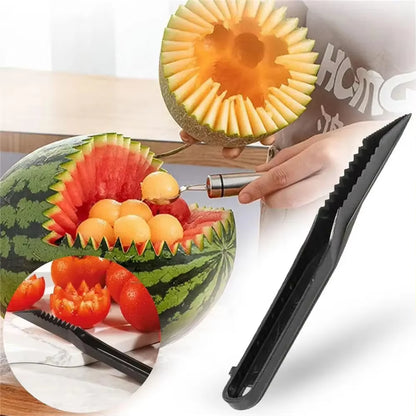 Piranha V-Shaped Serrated Vegetable Fruit Slicer Decorative Pattern Cutter with Stainless Steel Blade Non-Slip Handle for Salad